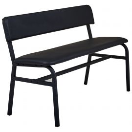 Лавка Спектр со спинкой 1200 черный, Кожзам черный 