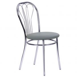 Стілець Велес хром шкiрзам сiрий 