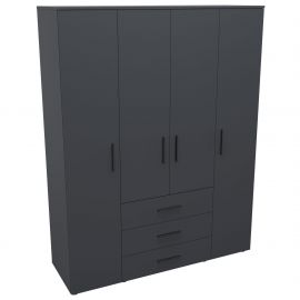 Шафа гардеробна City 4-х дверна 3 шухляди (1500х500х1930Н) Антрацит 