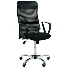 Крісло Ultra Хром/АМФ-7 сидіння А-1/спинка Сітка чорна, вставка Скаден чорний 