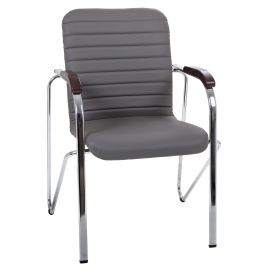 Стілець Rumba хром орех Шкірзам сірий 