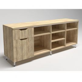 Тумба стационарная Delta DL-402L (1600х400х675мм) Блэквуд Ячменный/Опора белый беж 