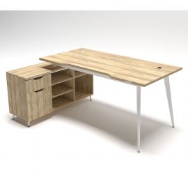 Робоче місце Delta DL-100L (1790х1200х750мм) Блеквуд Ячмінний / Каркас білий / Опора білий беж Робоче місце Delta DL-100L (1790х1200х750мм) Блеквуд Ячмінний / Каркас білий / Опора білий беж