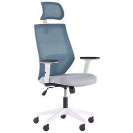 Крісло Lead White HR сидіння Нест-19 св.сіра/спинка Сітка SL-18 аквамарін 