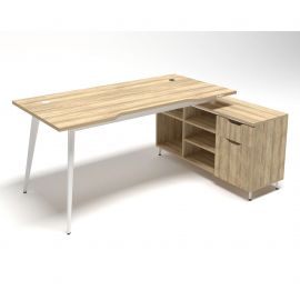 Робоче місце Delta DL-100R (1790х1200х750мм) Блеквуд Ячмінний / Каркас білий / Опора білий беж 