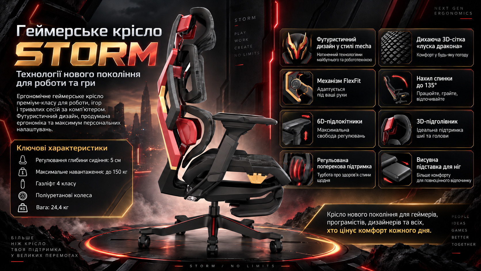 Крісло Blood Dragon Storm описание