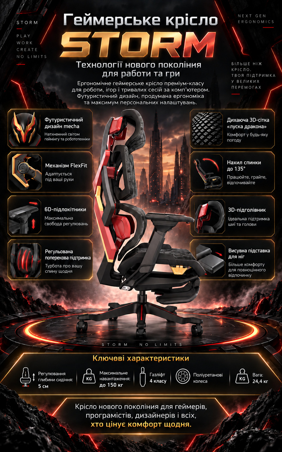 Крісло Blood Dragon Storm описание-2