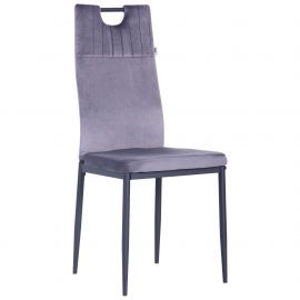 Стул обеденный Alabama черный/велюр серый 