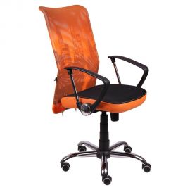 Кресло АЭРО HB сиденье Сетка черная, боковины Zeus 045 Orange/спинка Сетка оранж-Skyline 