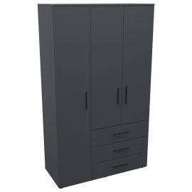 Шкаф гардеробный City 3-х дверный 3 ящика левый (1120х500х1930Н) Антрацит 