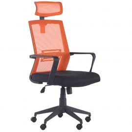 Кресло Neon HR сиденье Саванна nova Black 19/спинка Сетка оранж 