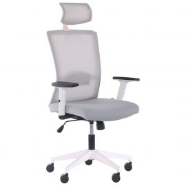 Кресло Uran White HR сиденье Нест-19 св.серая/спинка Сетка SL-01 св.серая 