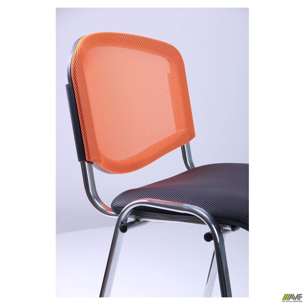 Фото 5 - Стул Изо Веб хром сиденье Сетка серая/спинка Сетка оранжевая 