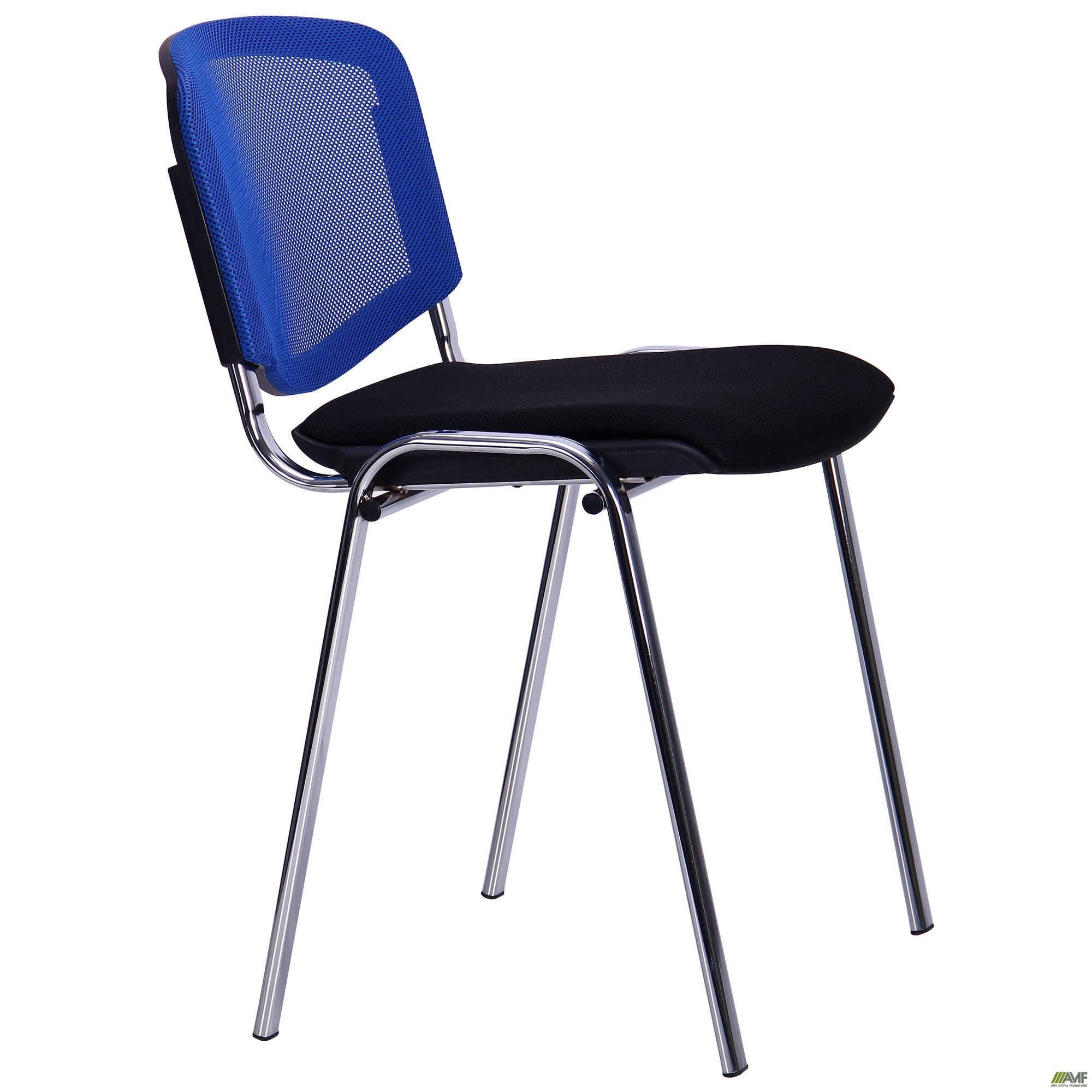 Фото 2 - Стул Призма Веб хром сиденье Сетка черная/спинка Сетка синяя 