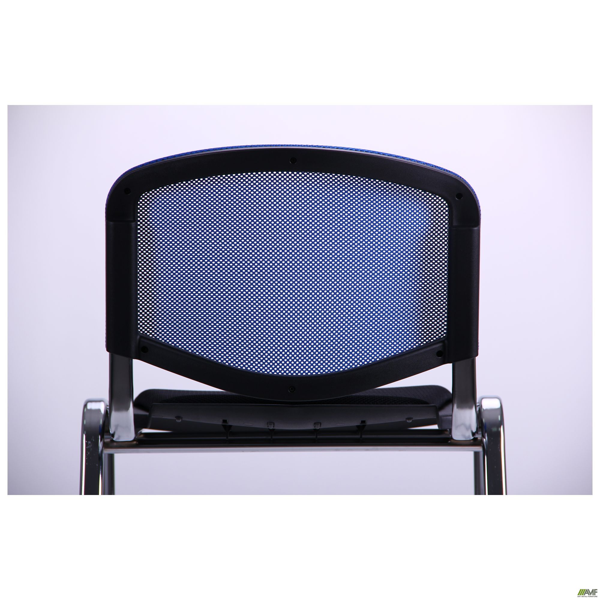 Фото 11 - Стул Призма Веб хром сиденье Сетка черная/спинка Сетка синяя 