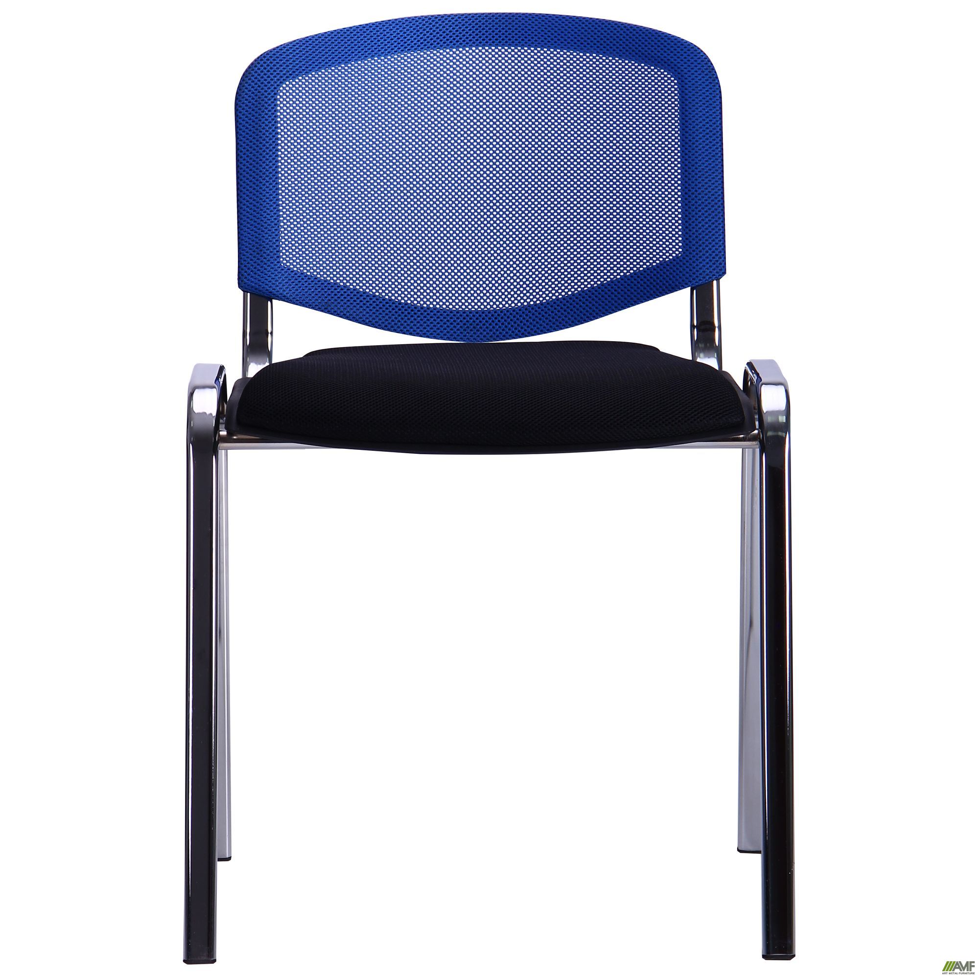 Фото 4 - Стул Призма Веб хром сиденье Сетка черная/спинка Сетка синяя 