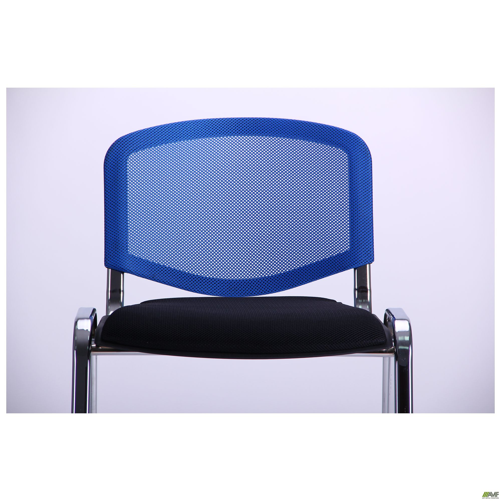 Фото 6 - Стул Призма Веб хром сиденье Сетка черная/спинка Сетка синяя 