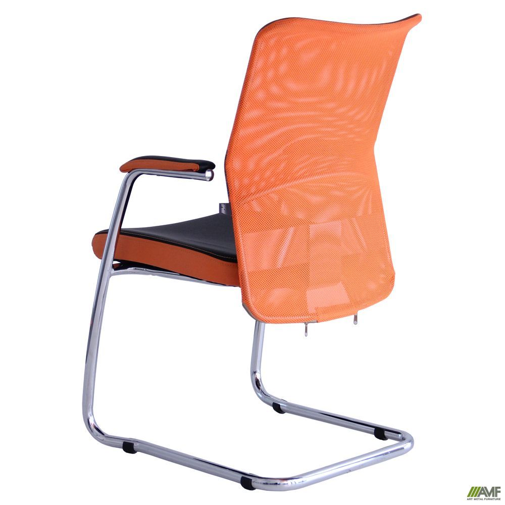Фото 5 - Кресло Аэро CF хром сиденье Сетка черная, Zeus 045 Orange/спинка Сетка оранж-Skyline 