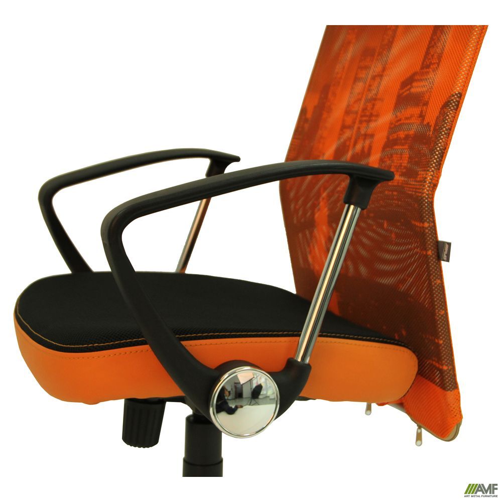Фото 2 - Кресло АЭРО HB сиденье Сетка черная, боковины Zeus 045 Orange/спинка Сетка оранж-Skyline 
