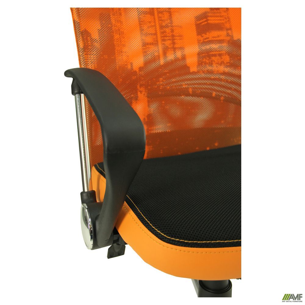 Фото 5 - Кресло АЭРО HB сиденье Сетка черная, боковины Zeus 045 Orange/спинка Сетка оранж-Skyline 