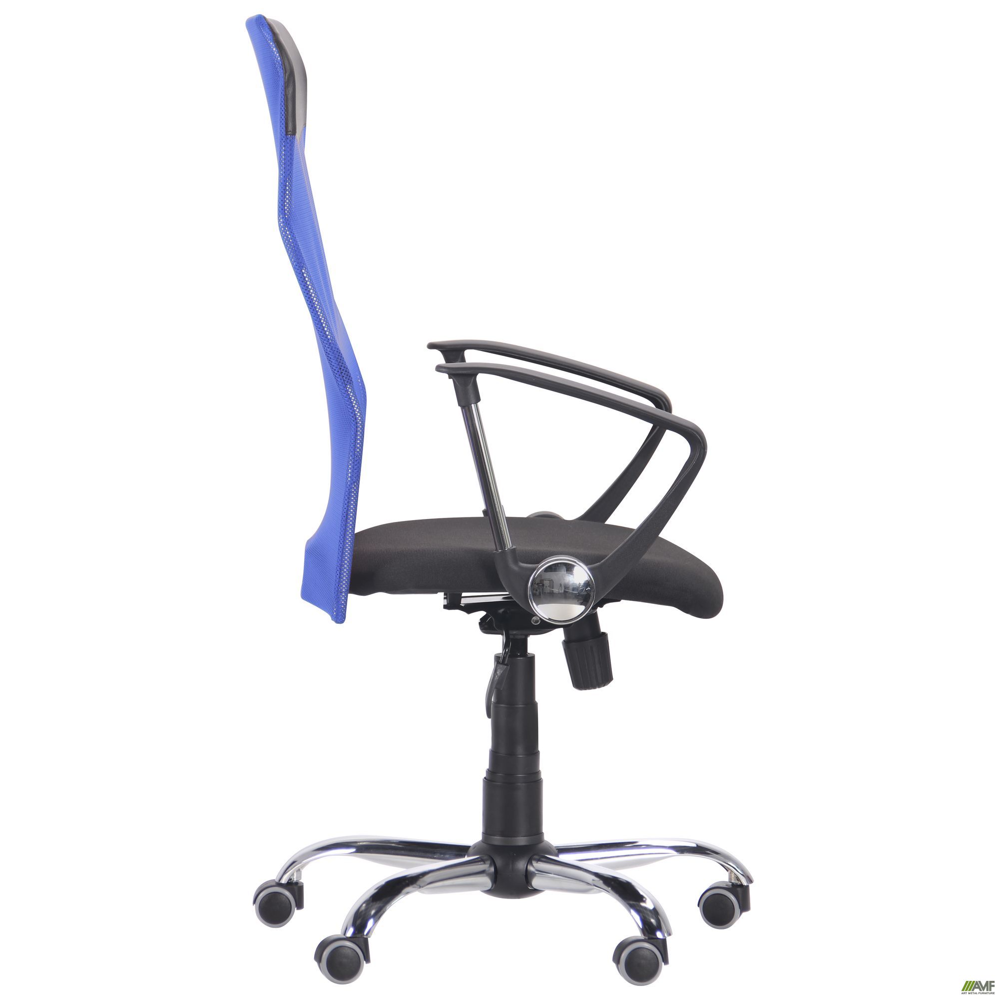 Фото 4 - Кресло Ultra Хром сиденье А-1/спинка Сетка синяя, вставка Скаден черный 