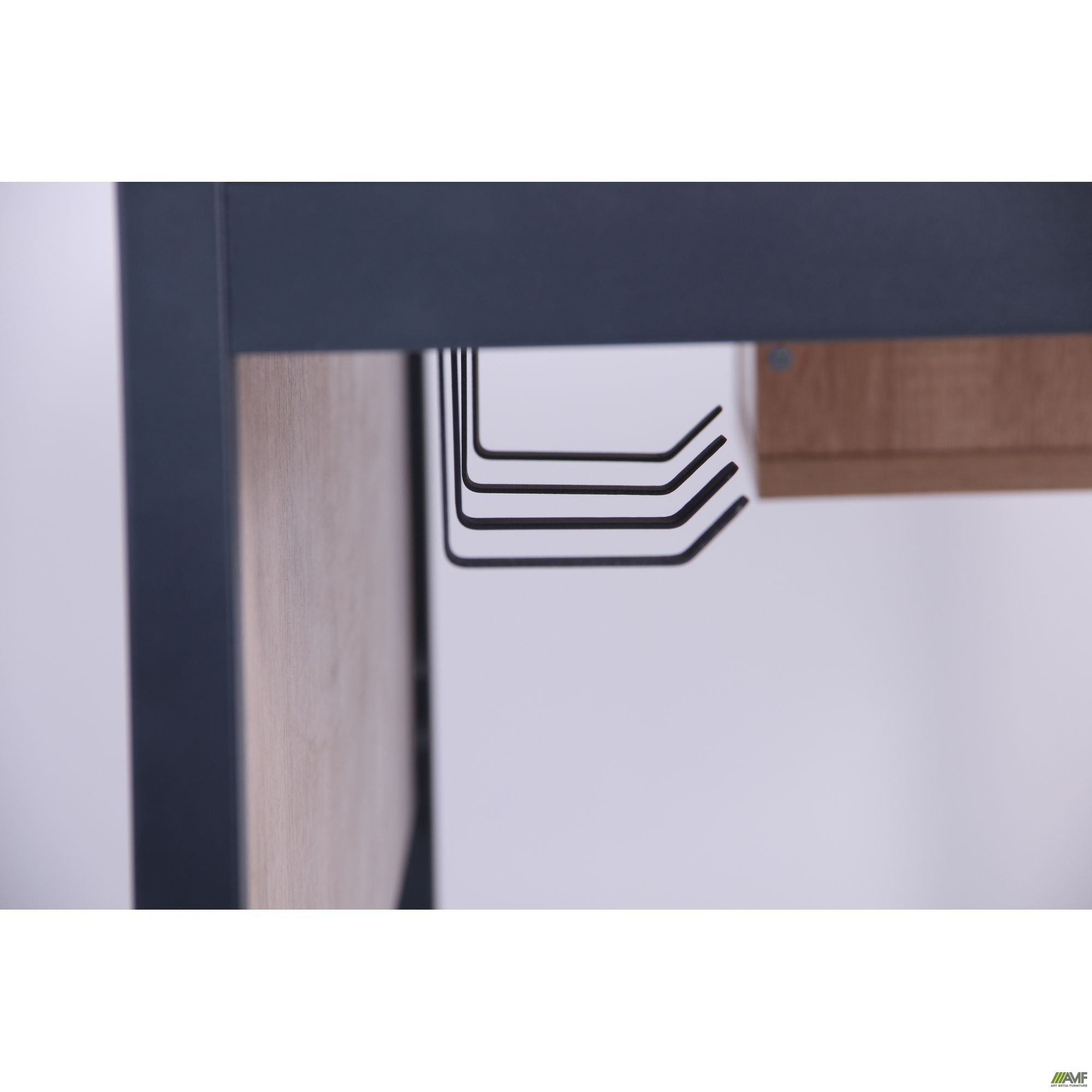 Фото 13 - Стол Осло с ящиком и кабель каналом (1187х600х750) черн. графит, Дуб Сонома/Графит со штрихкодом EAN 