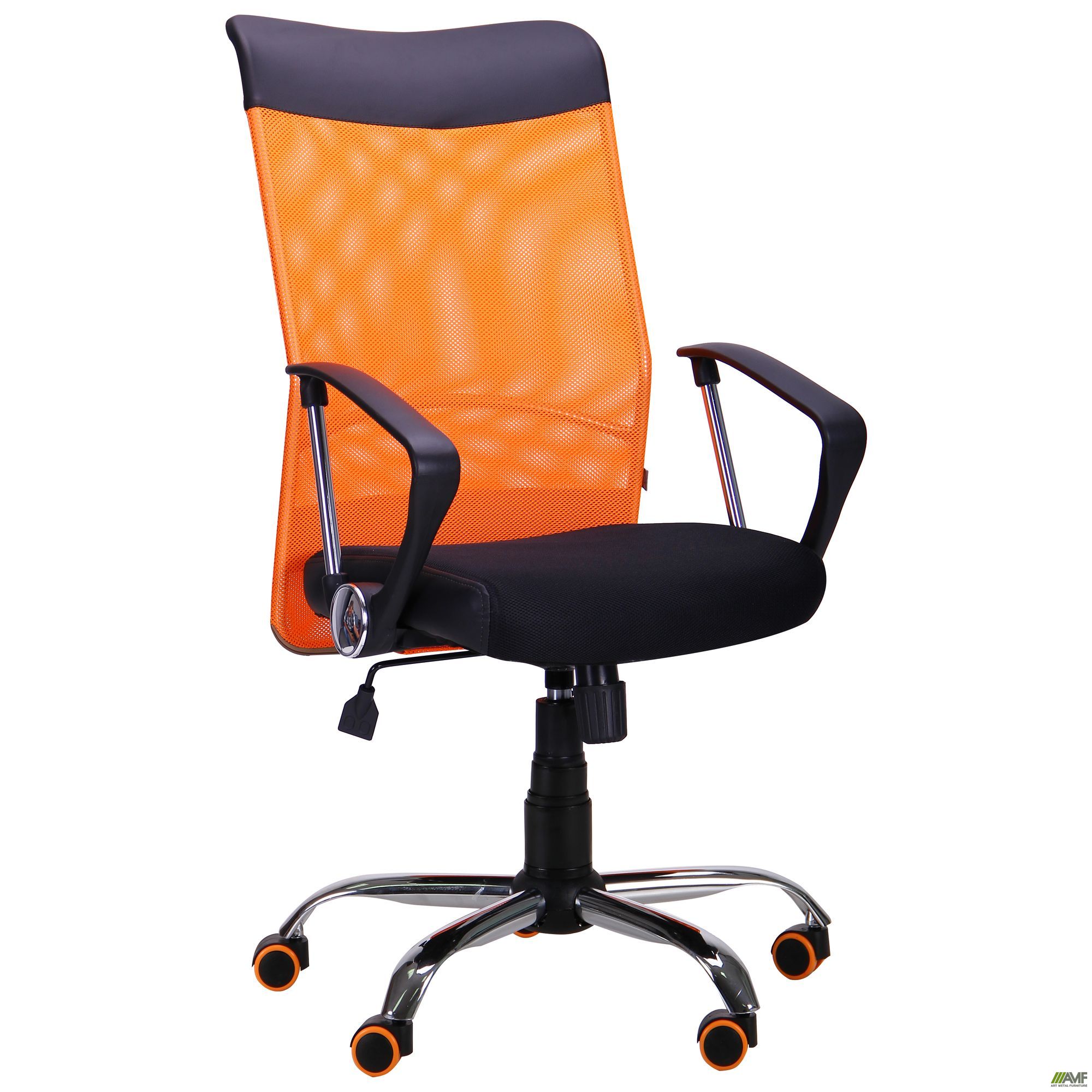 Фото 2 - Кресло АЭРО HB Line Color сиденье Сетка чёрная,Неаполь N-20/спинка Сетка оранжевая, вст.Неаполь N-20 