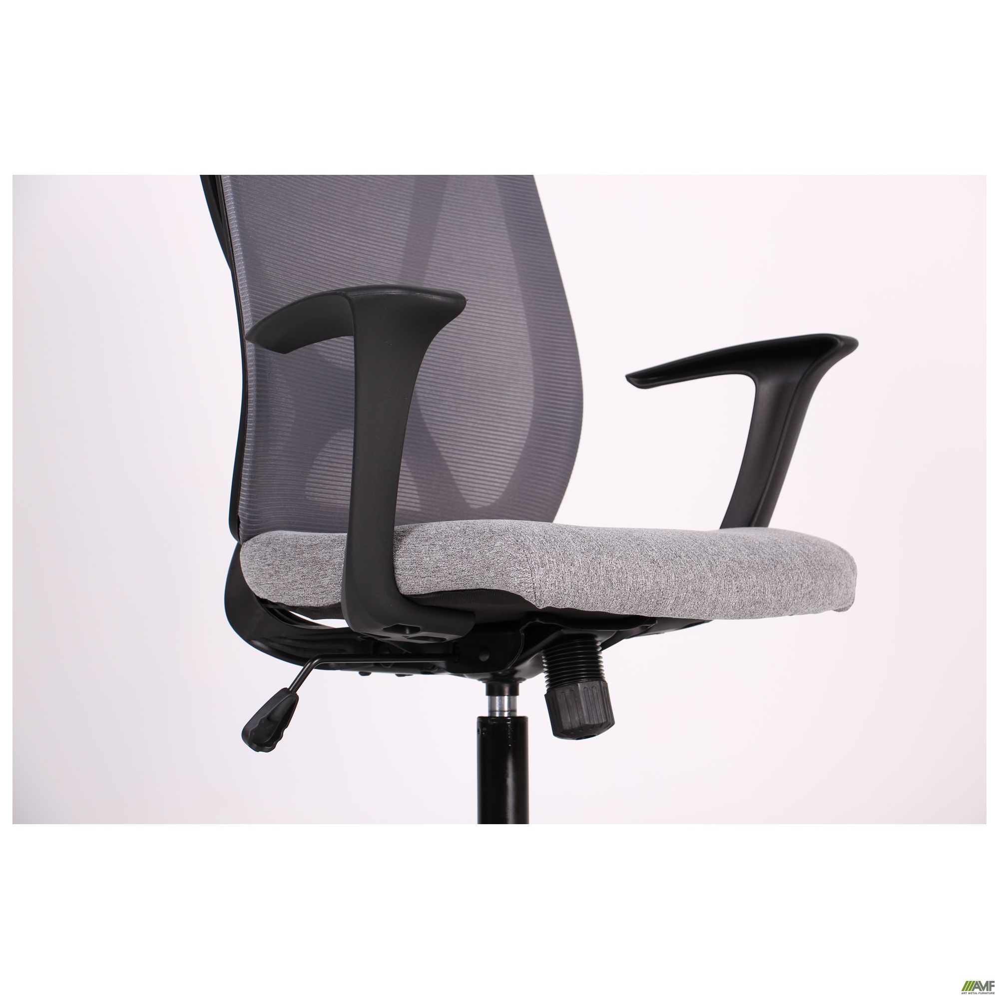 Фото 11 - Кресло Nickel Black сиденье Сидней-20/спинка Сетка SL-16 серая 