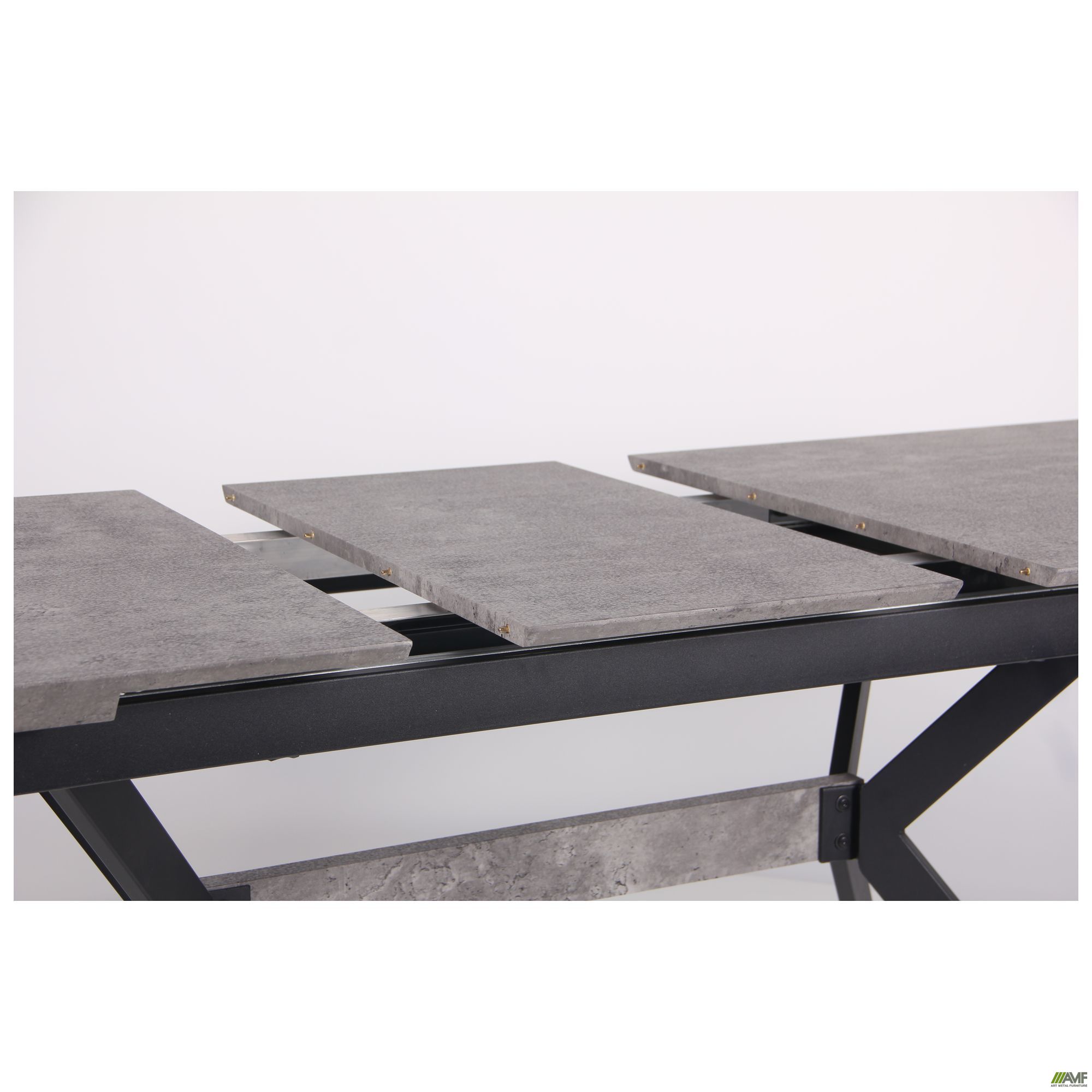 Фото 10 - Стол обеденный раскладной Jackson черный/МДФ бетон 
