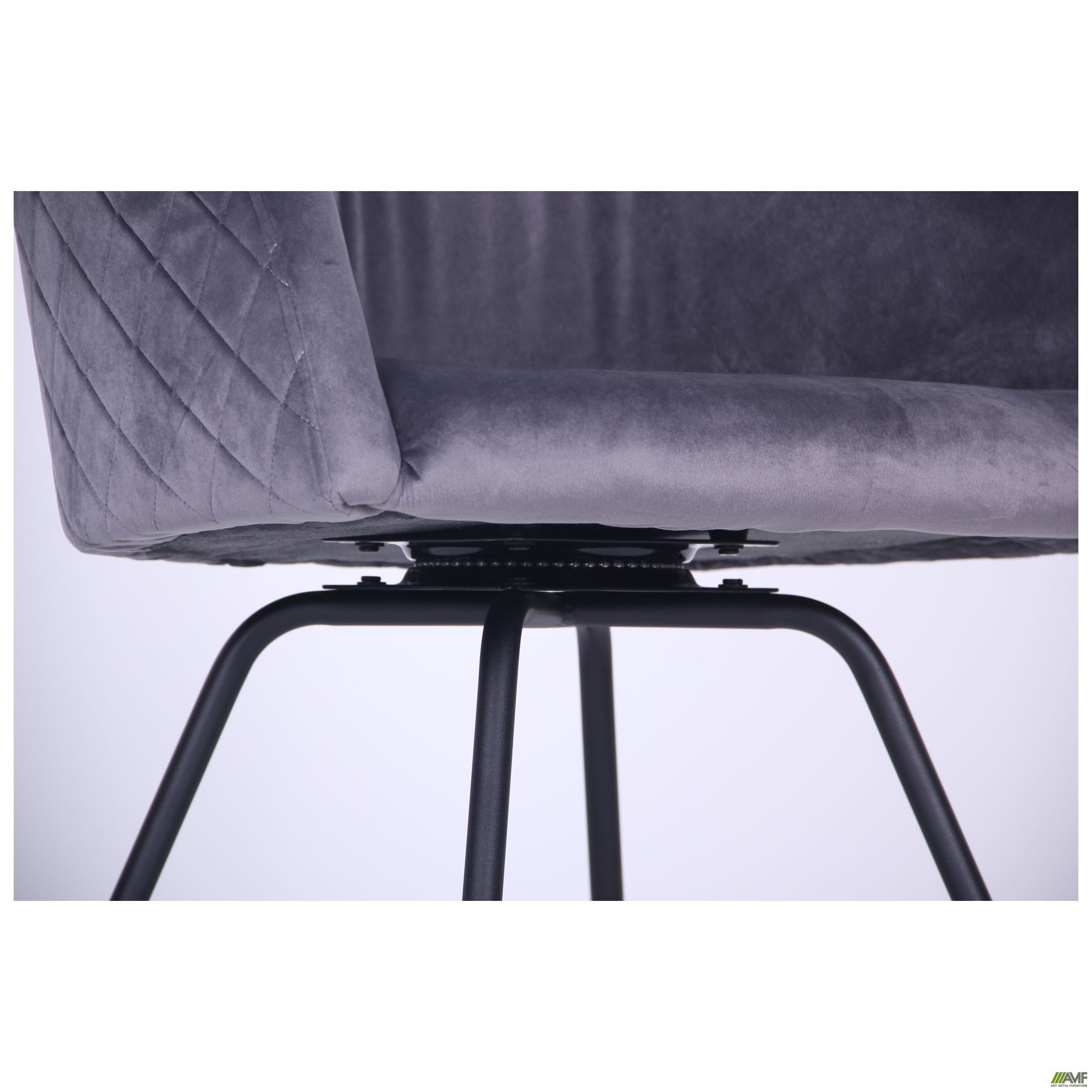 Фото 14 - Кресло поворотное Sacramento черный/велюр серый 