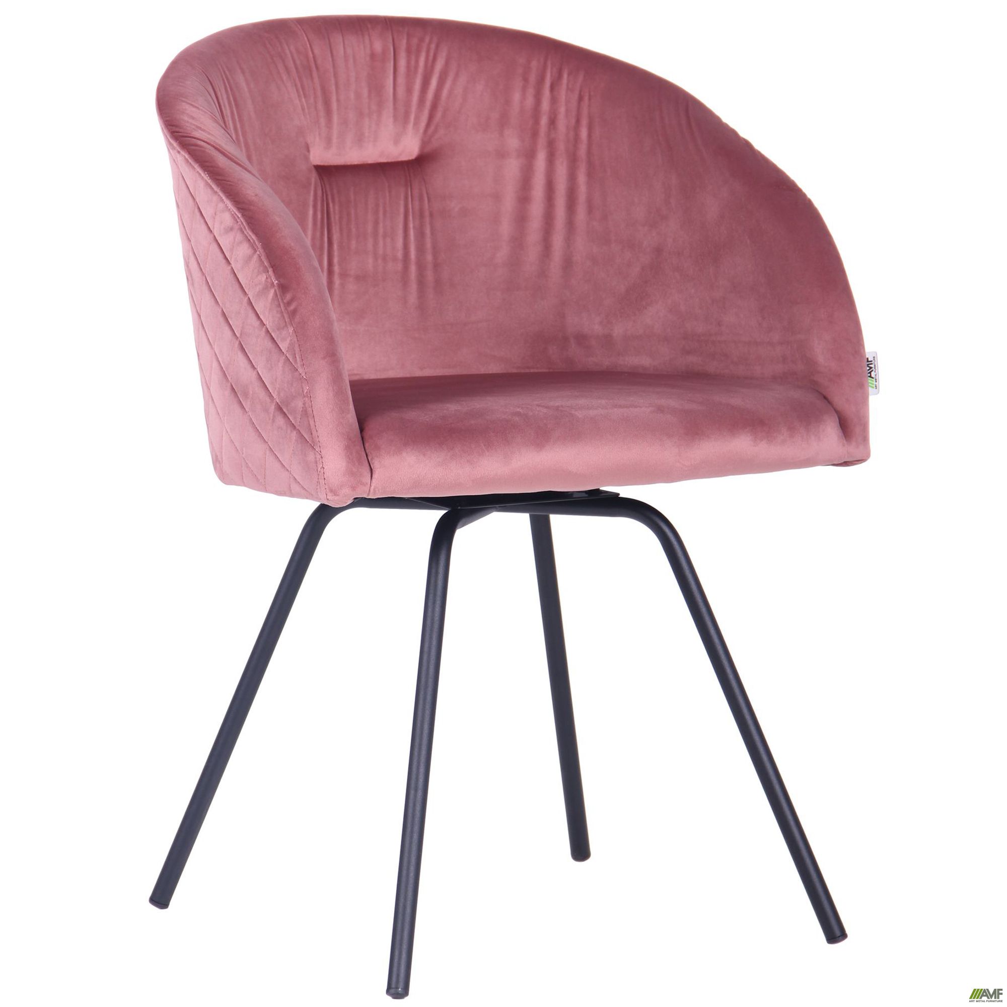 Фото 1 - Кресло поворотное Sacramento черный/велюр розовый антик 