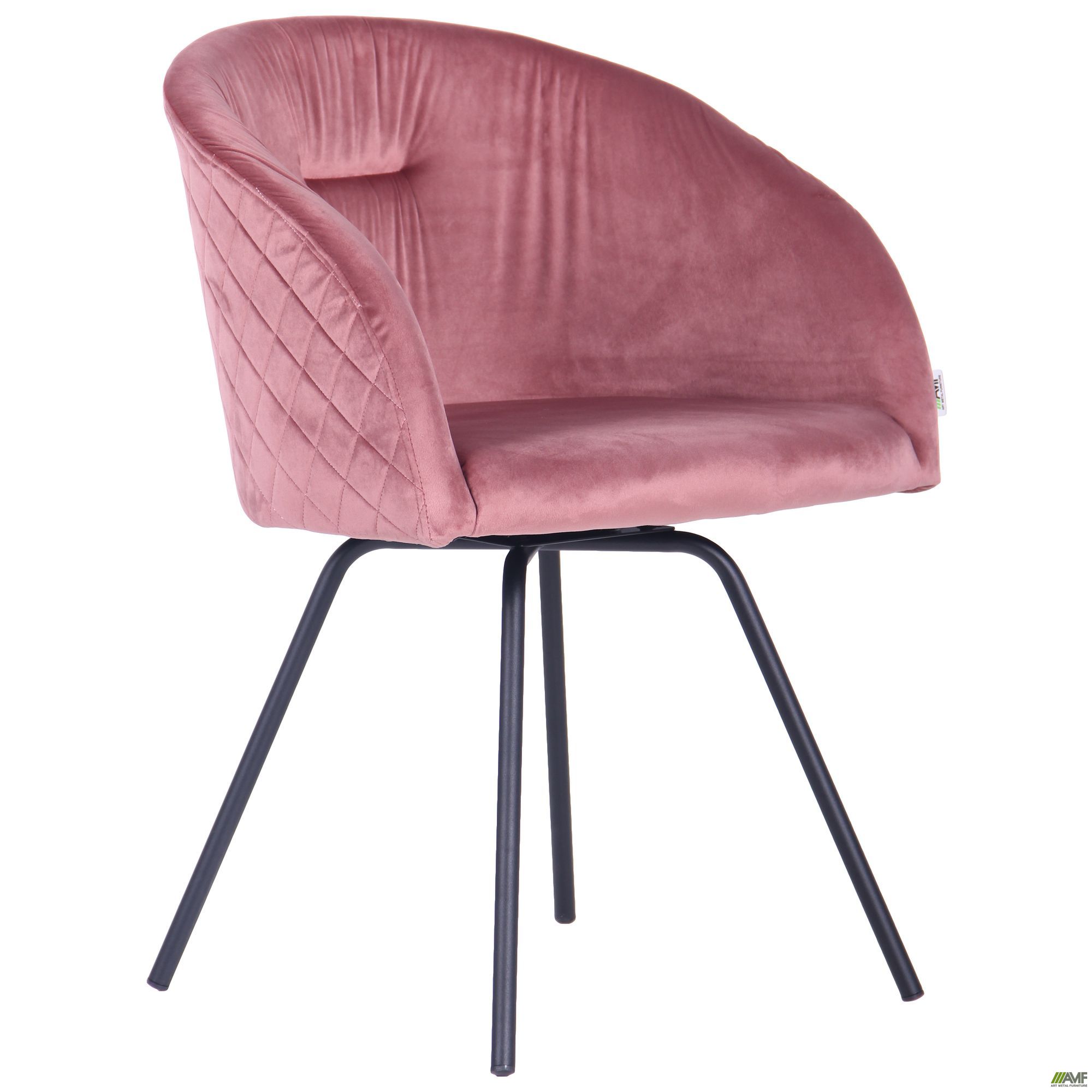 Фото 2 - Кресло поворотное Sacramento черный/велюр розовый антик 
