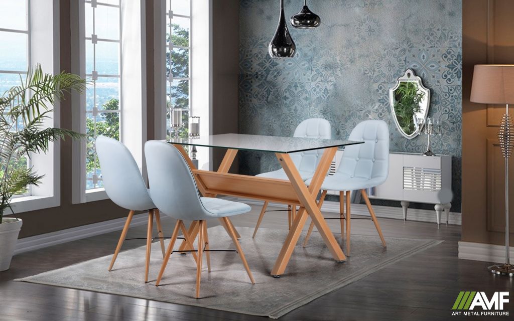 Кухонний комплект стіл Maple + стільці Salvia Light Blue