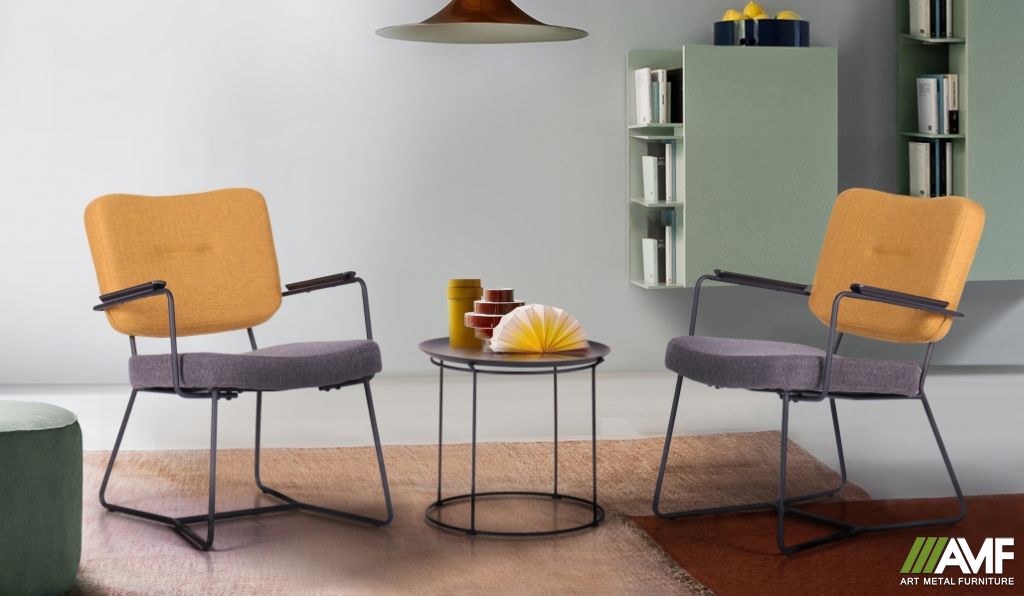 Комплект для гостиной стол Amadin + стулья Alphabet I Yellow Gray