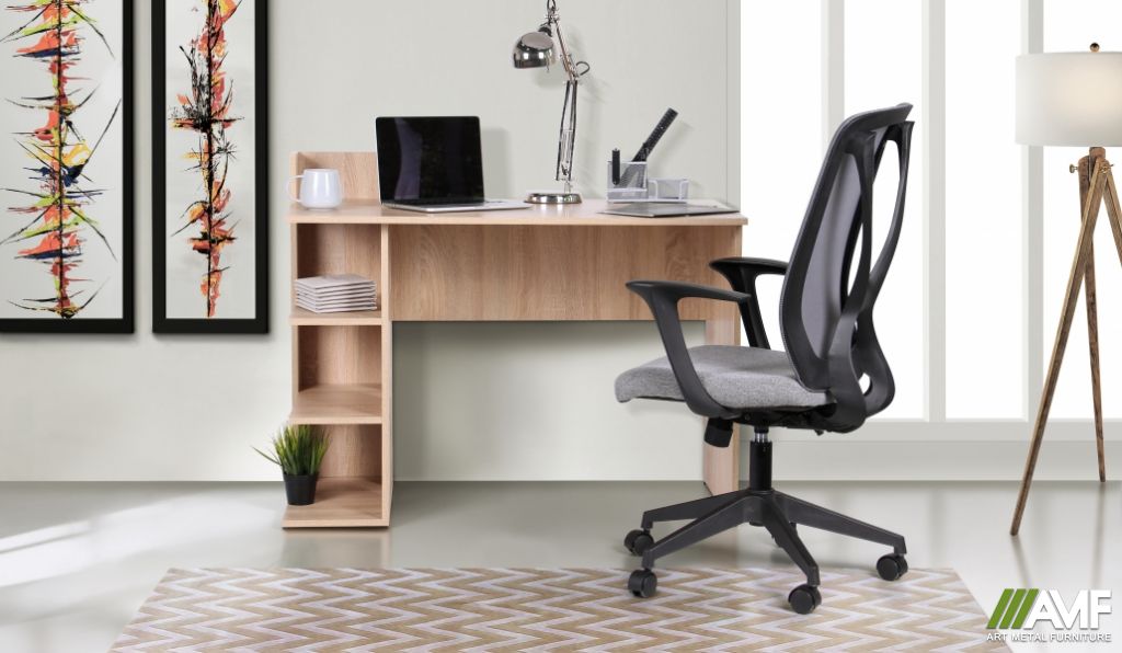 Домашний кабинет стол Eko EK-103 + кресло Nickel Black Серый