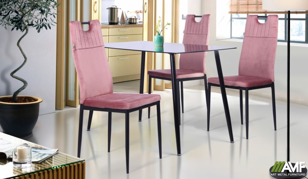 Кухонный комплект стол Умберто + стулья Alabama розовый
