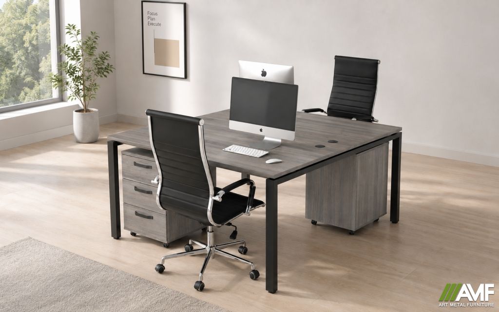 Рабочее место для двух человек Сигма Комплект 19 + кресла Slim HB Black