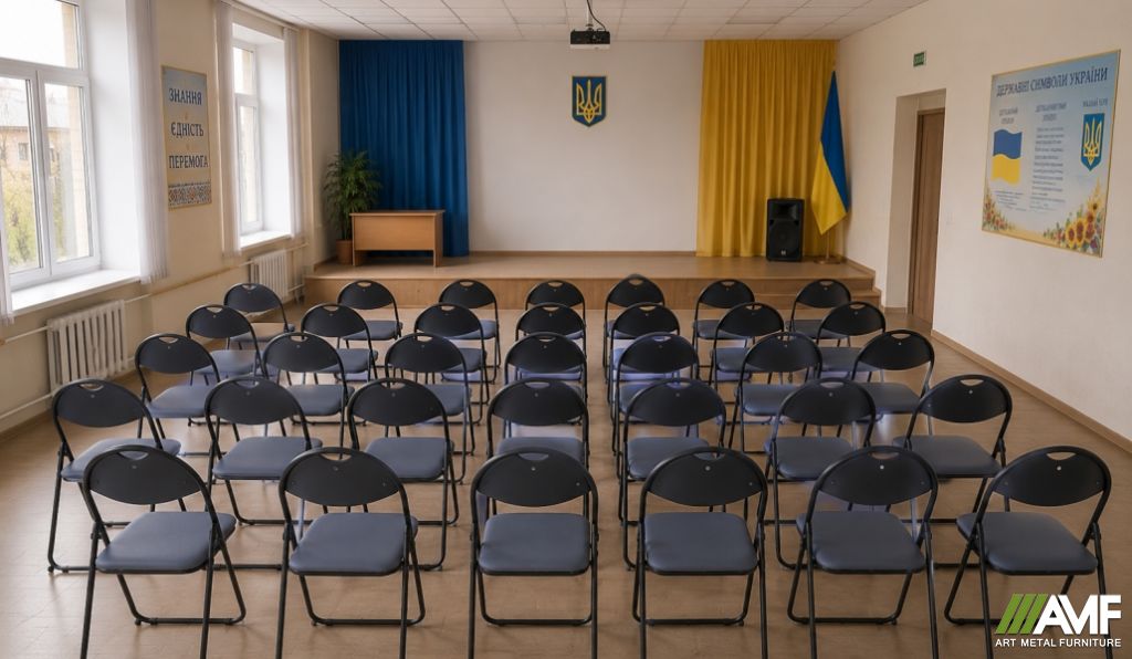 Комплект стільців AMF Джокер чорний ПВХ Сірий (30 шт)