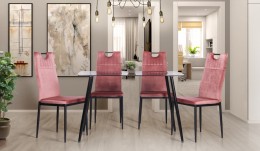 Обідній комплект стіл Умберто + стільці Alabama рожевий антик 