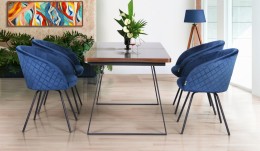Обеденный комплект стол Rochester + кресла Sacramento темно-синий 