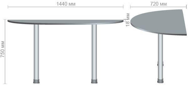Характеристики Стол приставной SL-304 (1440х720х750мм) яблоня