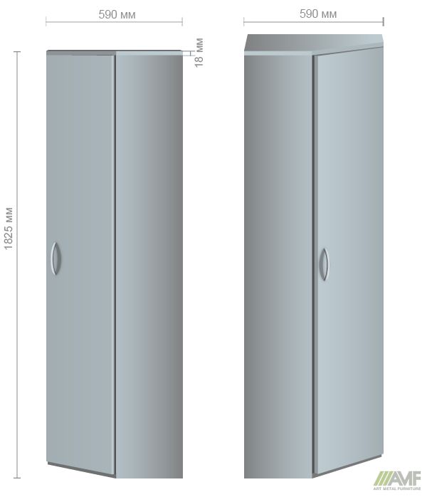 Характеристики Шкаф для бумаг угловой  SL-610 (590х590х1825мм) яблоня