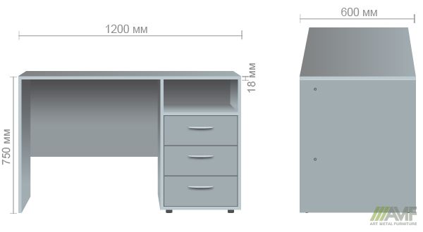 Характеристики Стол 1-но тумбовый SL-82 (1200х600х750мм) вяз либерти