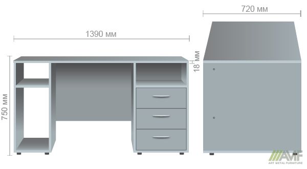 Характеристики Стол 2-х тумбовый SL-83 (1390х720х750мм) яблоня