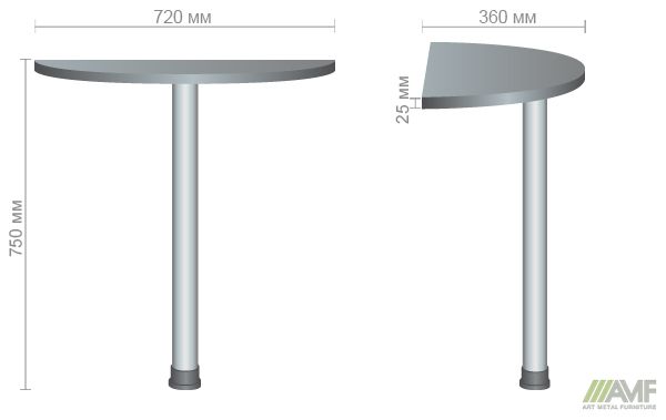 Характеристики Стол приставной МГ-302 (720хR360х750мм) орех темный