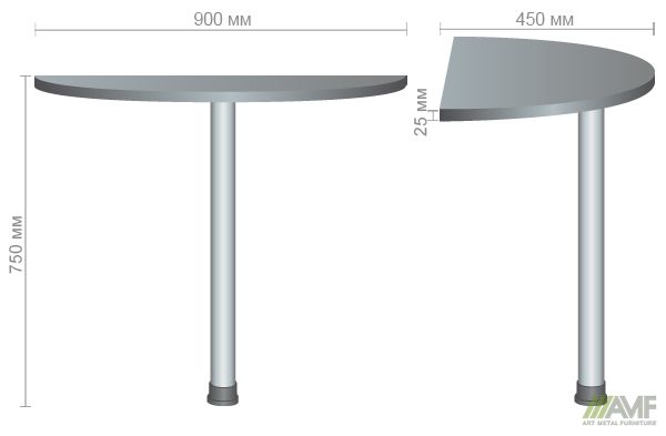 Характеристики Стол приставной МГ-303 (900хR450х750мм) орех темный