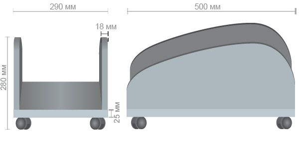 Характеристики Тумба мобильная МГ-406 (290х500х280мм) орех темный