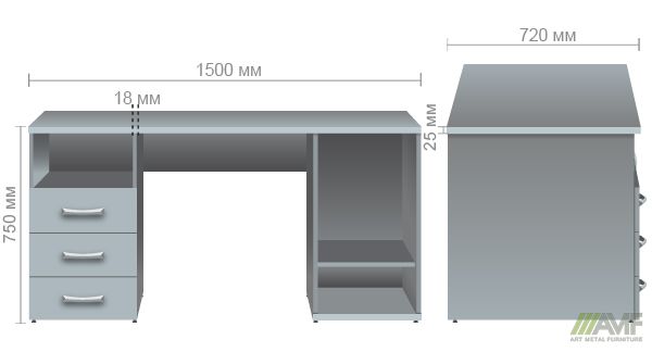 Характеристики Стол тумбовый МГ-53 L (1500х720х750) орех темный