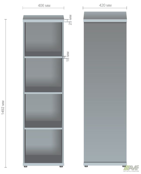 Характеристики Секция мебельная МГ-612 (406х420х1492мм) орех темный