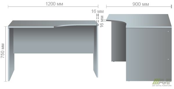 Характеристики Стол угловой ОМ-121L (1200х900х750мм) бук